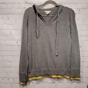 Anthropologie Akini hooded gray and mustard pull over sweater